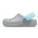 Женские зимние утепленные Crocs Baya Lined Clog Fuzz-Strap Bright Grey/Ice Blue